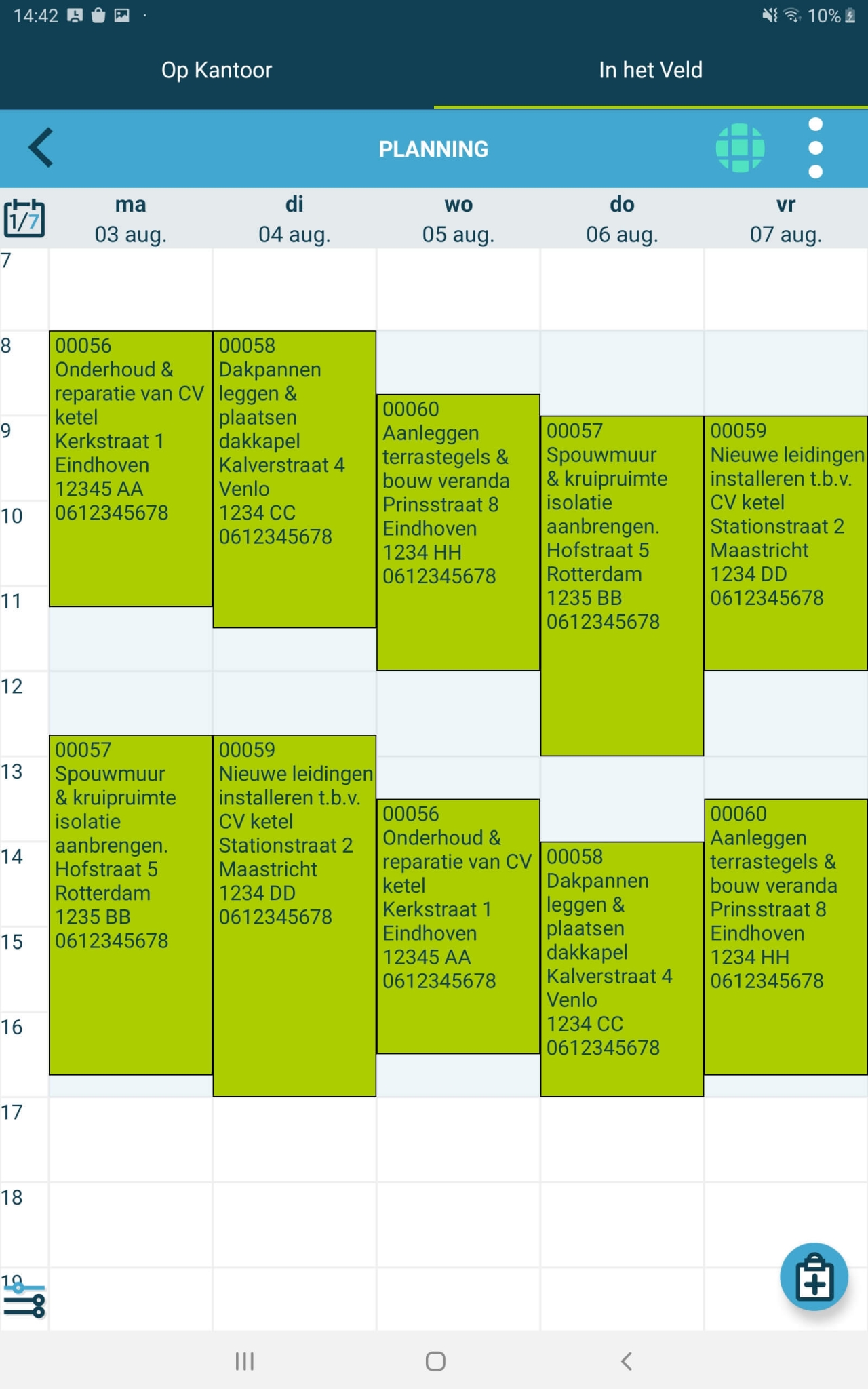 Digitale werkbon planning